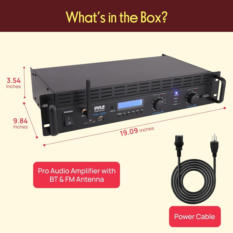 PyleUsa 2チャンネルBluetoothパワーアンプ - 2000W 九州・福岡レンタル
