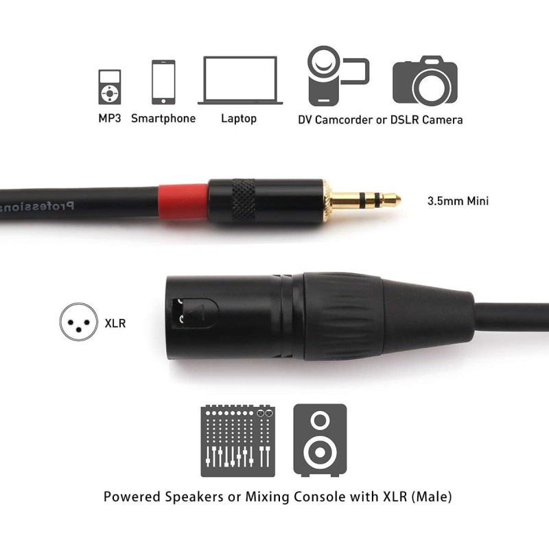 NANYI 3.5mm TRSステレオオスXLRオスの相互接続オーディオマイクケーブル 九州・福岡レンタル