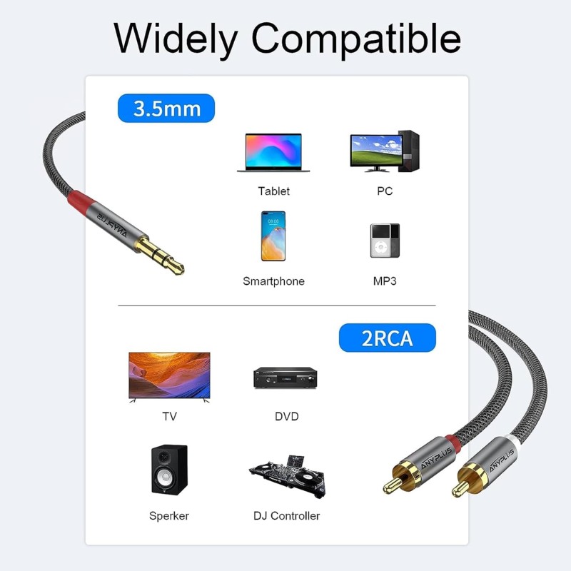 ANYPLUS 3.5 mmから2 RCA【3m】変換ケーブル 九州・福岡レンタル