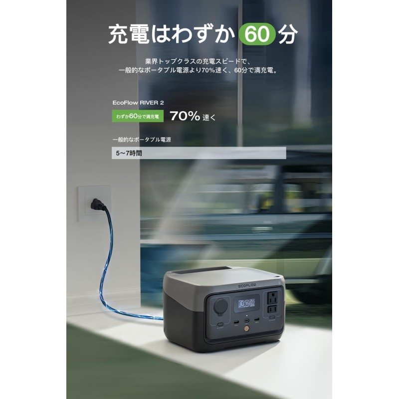 EcoFlow ポータブル電源 RIVER 2 256Wh容量 九州・福岡レンタル